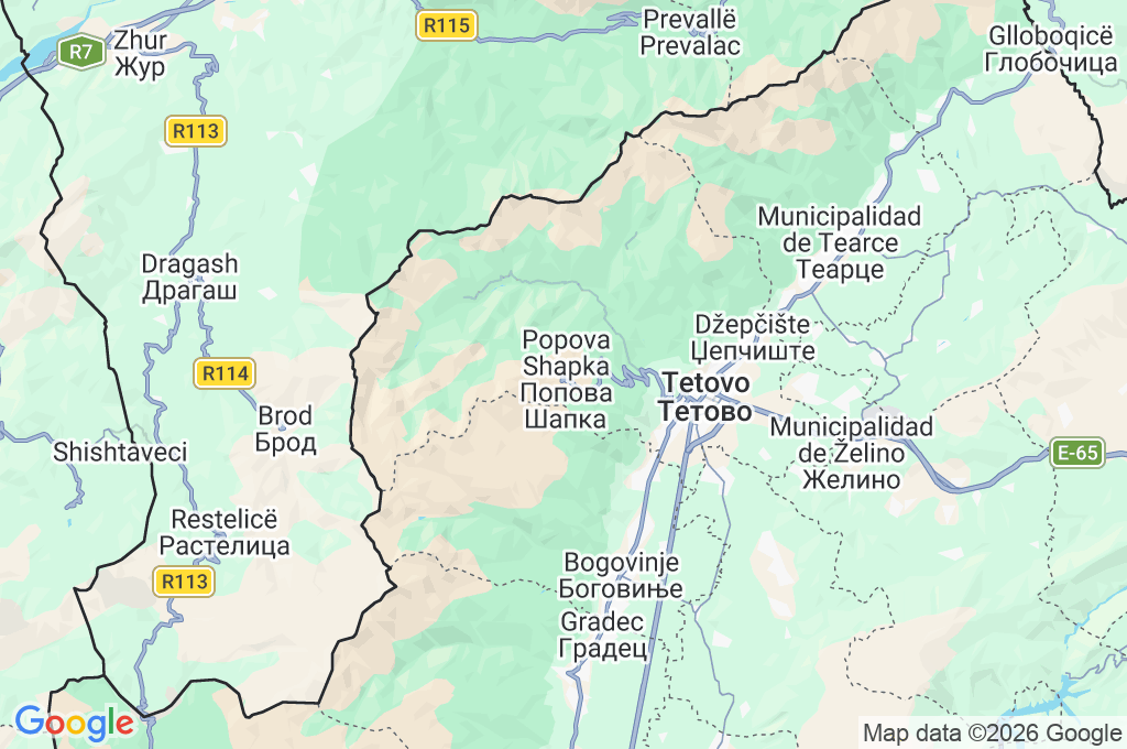 Popova Shapka Area Map