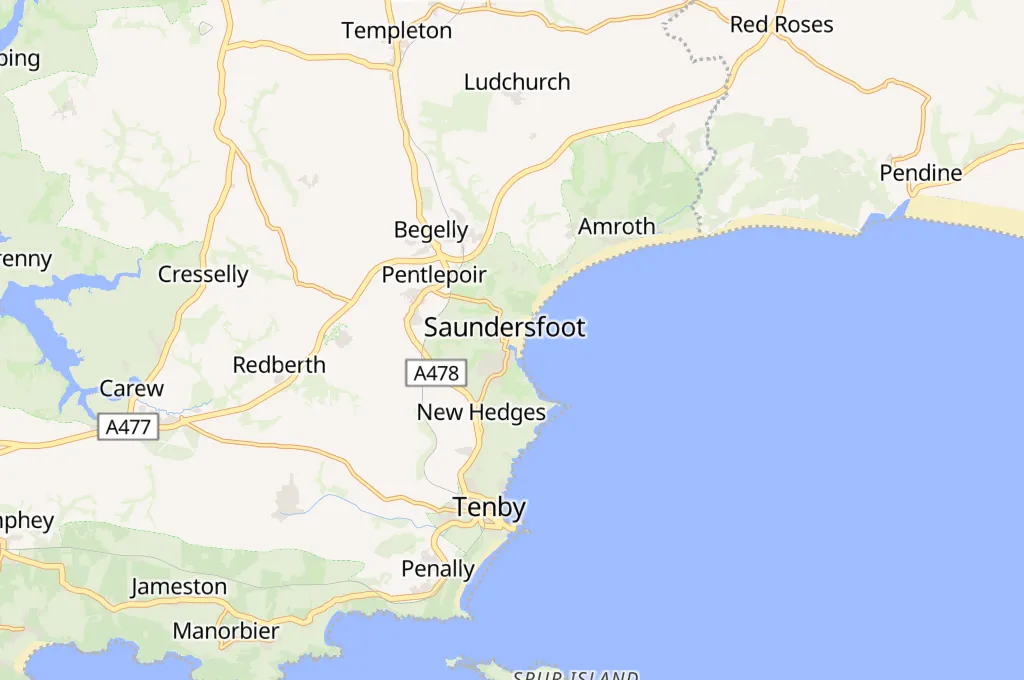 Playa de Saundersfoot Area Map Playa de Saundersfoot Area Map