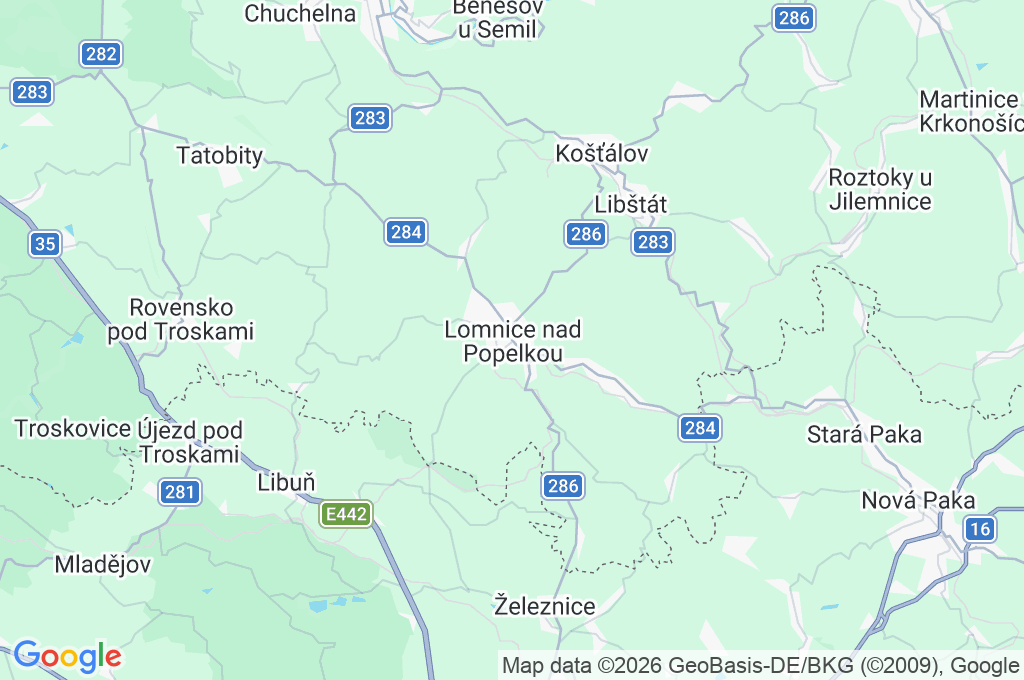 Lomnice nad Popelkou Area Map Lomnice nad Popelkou Area Map