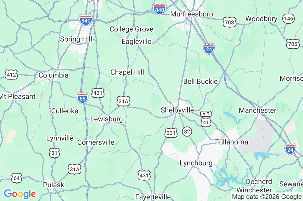 Tennessee Area Map Tennessee Area Map