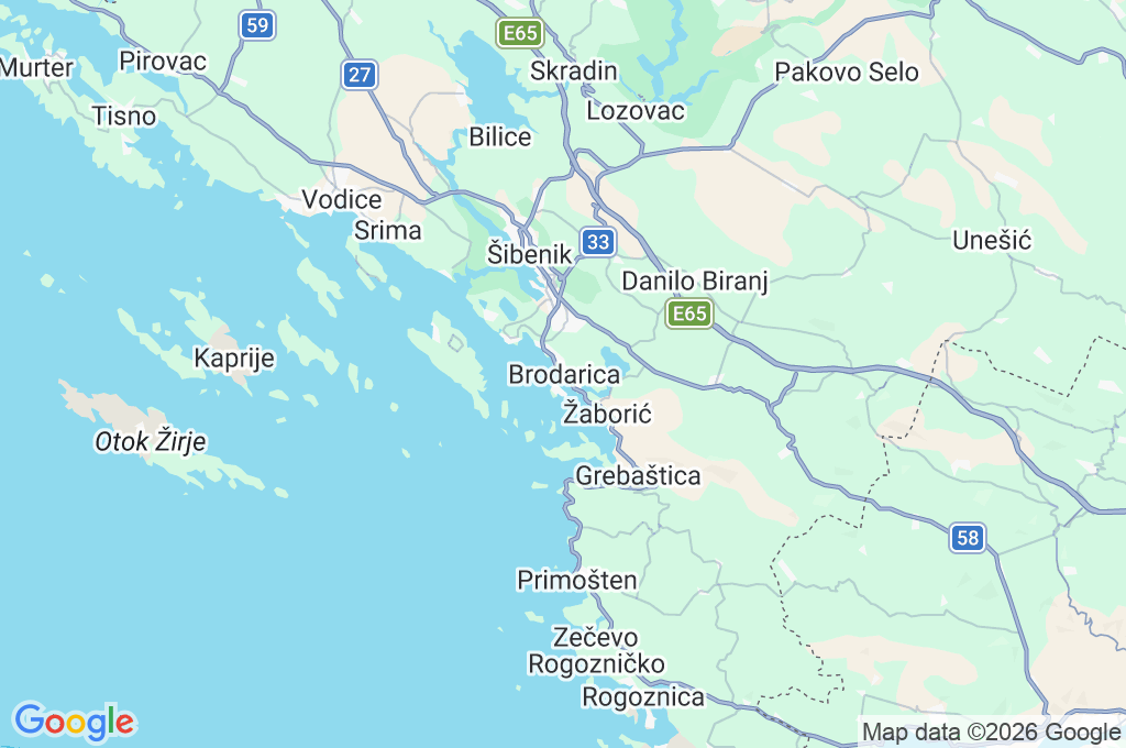 Brodarica Area Map Brodarica Area Map