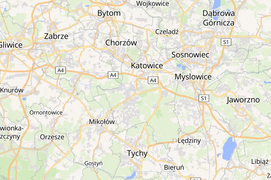 Katowice Area Map Katowice Area Map