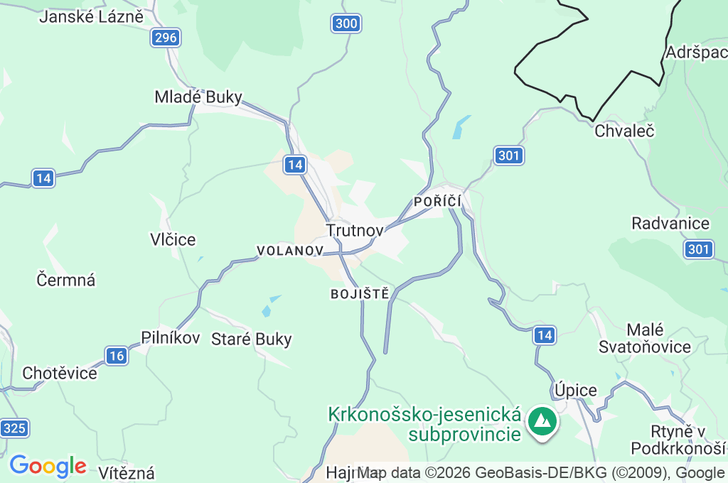 Trutnov Area Map