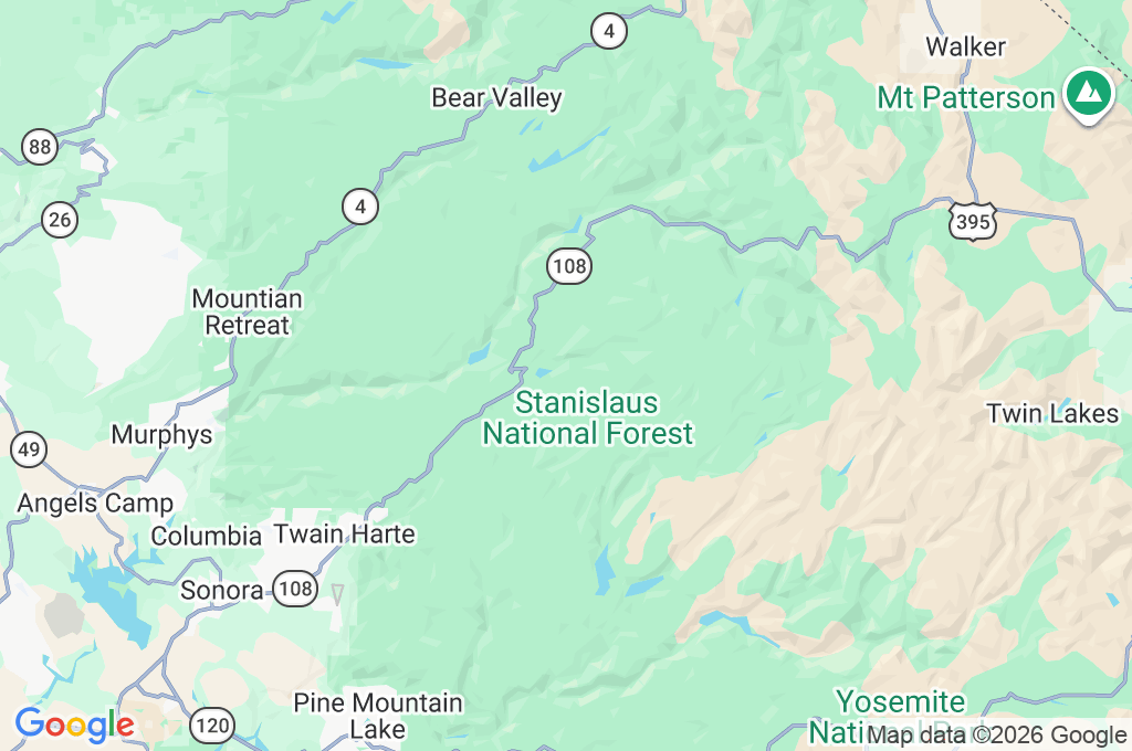 Dodge Ridge Area Map