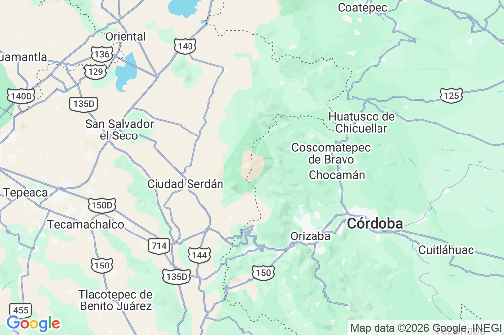 Pico de Orizaba Area Map