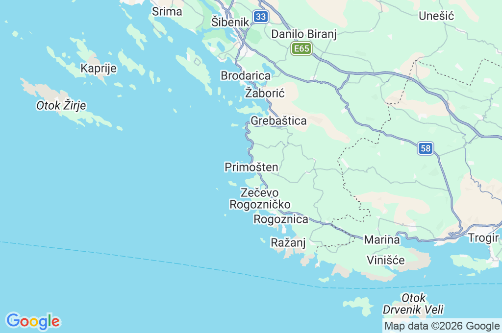 Primošten Area Map