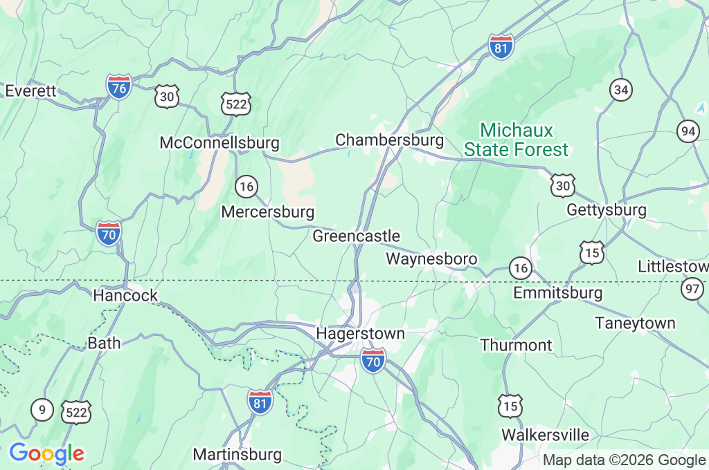 Greencastle Area Map Greencastle Area Map