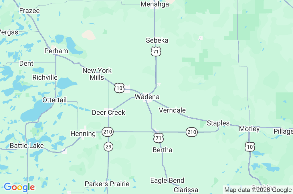 Wadena Area Map Wadena Area Map