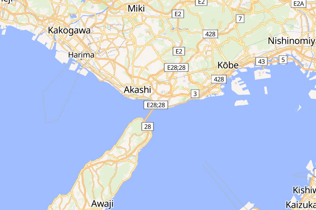 Puente de Akashi Kaikyo Area Map Puente de Akashi Kaikyo Area Map