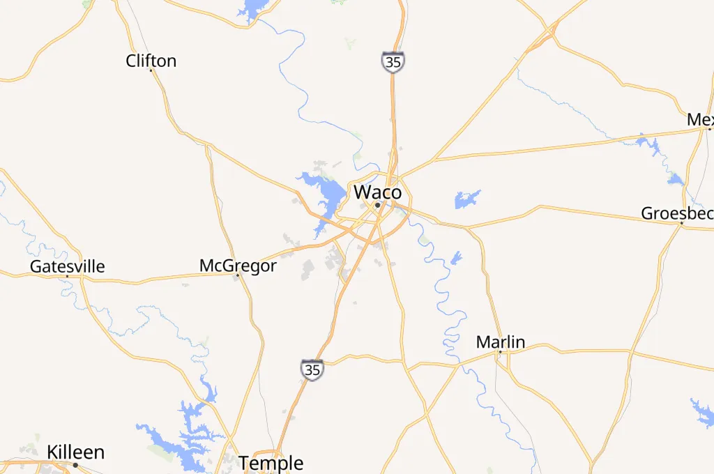 Exchange Parkway y Loop 340 Area Map