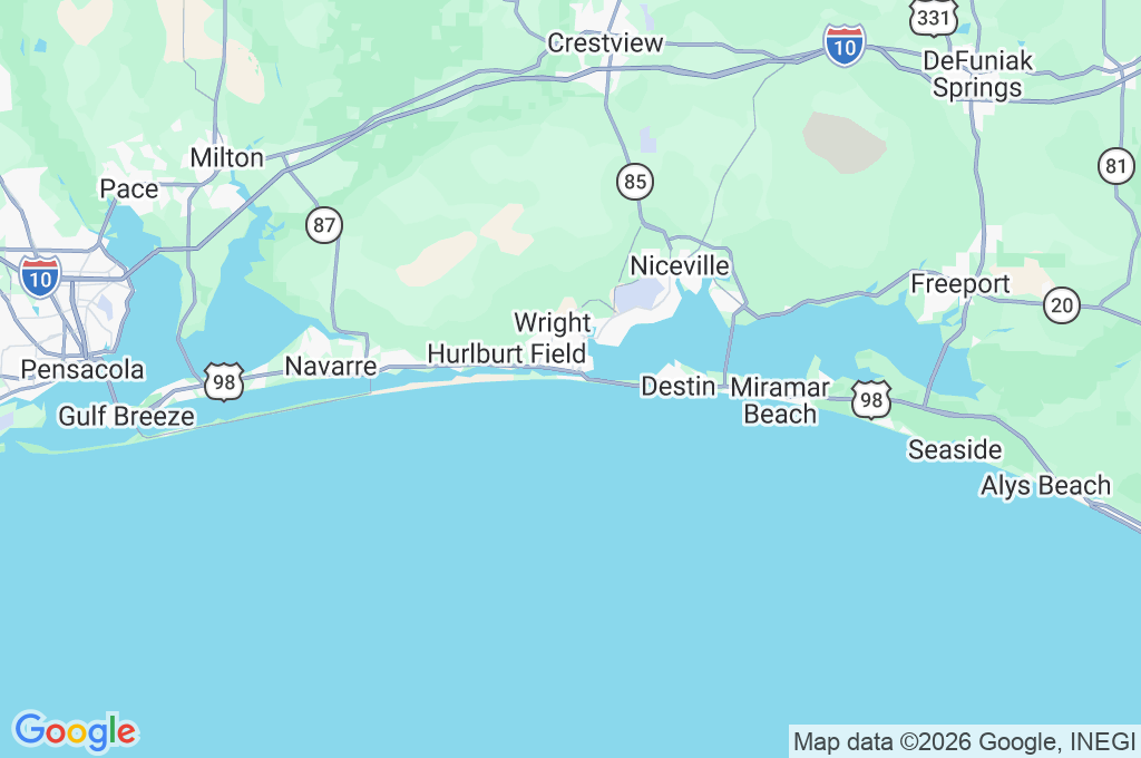 Okaloosa Island Area Map Okaloosa Island Area Map