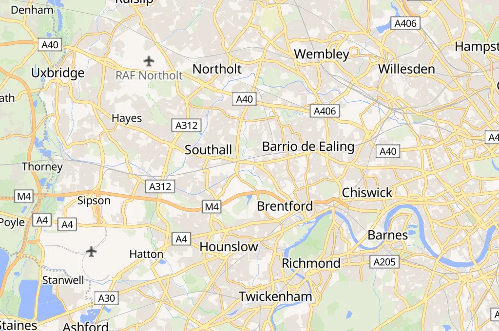 Hospital de Ealing Area Map